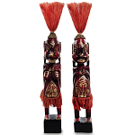 Комплект из 2-х деревянных статуэток Asmat Red Straw Headdress Statuettes Red Gold варинант исполнения - 1 | Loft Concept в Красноярске