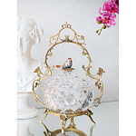 Конфетница с бронзовой ручкой и фарфоровой птичкой на крышке Eden Garden варинант исполнения - 4 | Loft Concept в Красноярске