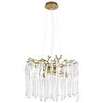 Люстра подвесная круглая в виде ветвей деревьев бронзового цвета с прозрачными подвесками-каплями Droplet Chandelier варинант исполнения - 3 | Loft Concept в Красноярске