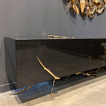 Дизайнерский комод чёрный глянцевый с основанием в виде золотых ветвей Meta Credenza  варинант исполнения - 3 | Loft Concept в Красноярске