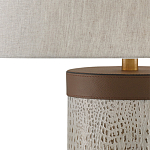 Настольная лампа с тканевым абажуром и основанием из кожи Leather Column варинант исполнения - 1 | Loft Concept в Красноярске