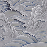 Обои ручная роспись Matsushima Waves Hokusai on Gun Metal dyed silk варинант исполнения - 2 | Loft Concept в Красноярске