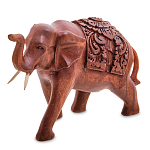 Статуэтка из дерева суар в виде слона в традиционном облачении Elephant in blanket варинант исполнения - 1 | Loft Concept в Красноярске