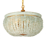 Подвесной светильник с каскадом из стеклянных декоративных элементов на золотом каркасе Shining Sea Glass варинант исполнения - 3 | Loft Concept в Красноярске