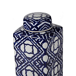 Ваза прямоугольной формы с крышкой и геометрическим узором в сине-белых цветах Blue & White Ornament  варинант исполнения - 2 | Loft Concept в Красноярске