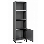 Стеллаж книжный цвета графит с 3-мя открытыми полками и дверкой Strict Lines варинант исполнения - 2 | Loft Concept в Красноярске