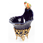 Чаша темно-синего цвета из фарфора с разноцветной птичкой Eden Garden porcelain and bronze варинант исполнения - 1 | Loft Concept в Красноярске