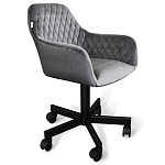 Стул с мягкой серой обивкой из велюра и подъемно-поворотным механизмом на черных колесиках Harper Gray варинант исполнения - 1 | Loft Concept в Красноярске