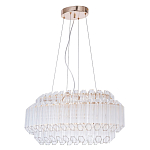 Люстра подвесная многослойная с прозрачными хрустальными трубками и золотистым каркасом Hexagon Tube Light варинант исполнения - 1 | Loft Concept в Красноярске