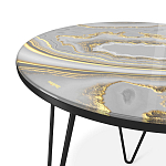 Стол журнальный c круглой столешницей из стекла серого цвета Gray and Gold Marble варинант исполнения - 3 | Loft Concept в Красноярске