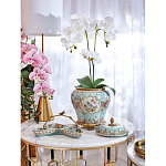 Блюдо из голубого фарфора с бронзовой ручкой в виде ветки Blue Garden варинант исполнения - 4 | Loft Concept в Красноярске