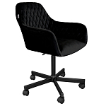 Стул с мягкой черной обивкой из велюра и подъемно-поворотным механизмом на колесиках Harper Black варинант исполнения - 1 | Loft Concept в Красноярске