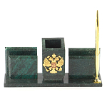 Настольный письменный набор из змеевика с визитницами и ручкой Successful Leader варинант исполнения - 1 | Loft Concept в Красноярске