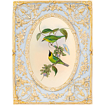 Декоративный постер с изображением птиц в раме с рельефным растительным узором Blooming Birds Poster варинант исполнения - 8 | Loft Concept в Красноярске