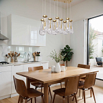 Люстра с 9-ю прозрачными стеклянными плафонами в форме капли Lucid Rain  варинант исполнения - 11 | Loft Concept в Красноярске