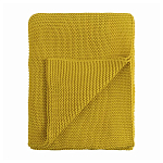 Плед из хлопка жемчужной вязки горчичного цвета Waffle Comfort варинант исполнения - 1 | Loft Concept в Красноярске