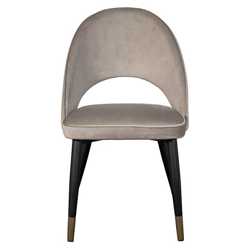 Стул велюровый серо-бежевый Schelde Gray Beige Серо-бежевый Черный в Красноярске | Loft Concept 