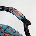 Полукресло из массива бука бирюзовое с изображением птиц и цветов Turquoise Chinoiserie Garden Chair варинант исполнения - 3 | Loft Concept в Красноярске