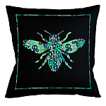 Подушка декоративная пчела с бирюзовым узором Ikat Pattern варинант исполнения - 1 | Loft Concept в Красноярске