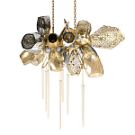 Люстра подвесная с 18-ю стеклянными плафонами с вертикальными подвесками Gilded Mirage  варинант исполнения - 1 | Loft Concept в Красноярске