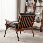 Кресло c каркасом из массива дерева и мягкой кожаной обивкой Walnut Armchair варинант исполнения - 4 | Loft Concept в Красноярске