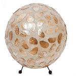 Настольная лампа из перламутра на металлическом каркасе Indonesian Circle варинант исполнения - 1 | Loft Concept в Красноярске