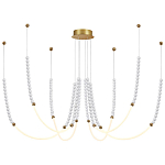 Люстра подвесная с 6-ю изогнутыми плафонами и белыми декоративными шариками PEARLS Suspension варинант исполнения - 4 | Loft Concept в Красноярске