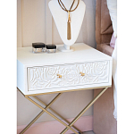 Приставной столик с выдвижным ящиком  White Table Carved Pattern варинант исполнения - 7 | Loft Concept в Красноярске