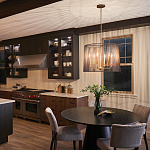 Люстра цвета латунь с 6-ю лампами свечами внутри цилиндрического абажура из черных металлических реек Kichler варинант исполнения - 7 | Loft Concept в Красноярске