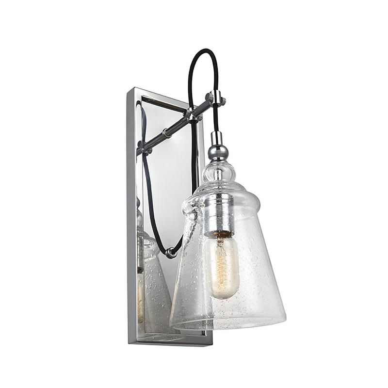 Бра с плафоном в форме колокола из прозрачного стекла с пузырьками Feiss Хром Прозрачное Стекло в Красноярске | Loft Concept 