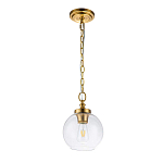 Подвесной светильник латунного цвета с прозрачным стеклянным плафоном Feiss варинант исполнения - 11 | Loft Concept в Красноярске