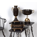 Ваза черного цвета из фарфора с золотистым узором и бронзовыми элементами Eden Garden porcelain and bronze варинант исполнения - 5 | Loft Concept в Красноярске