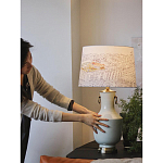 Настольная лампа с принтом на белом тканевом абажуре Roof Garden Lamp варинант исполнения - 5 | Loft Concept в Красноярске