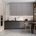 Серый кухонный гарнитур с фасадом под светлый дуб Ferrand Kitchen Set варинант исполнения - 1 | Loft Concept в Красноярске