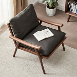 Кресло c каркасом из массива дерева и мягкой кожаной обивкой Walnut Armchair варинант исполнения - 2 | Loft Concept в Красноярске