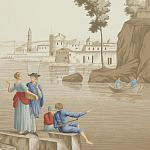 Обои ручная роспись Views of Italy Azure on Sepia варинант исполнения - 2 | Loft Concept в Красноярске