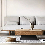 Дизайнерский журнальный стол квадратный с черным трапециевидным основанием Wokab варинант исполнения - 1 | Loft Concept в Красноярске