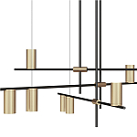 Люстра с 9-ю цилиндрическими плафонами цвета латунь TRIBES CHANDELIER варинант исполнения - 2 | Loft Concept в Красноярске