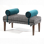 Банкетка Banquette PIED DE POULE с принтом гусиная лапка и синими подлокотниками  варинант исполнения - 2 | Loft Concept в Красноярске