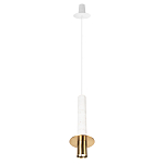 Подвесной светильник с узким цилиндрическим плафоном и золотым металлическим декором Concrete Pipe варинант исполнения - 11 | Loft Concept в Красноярске