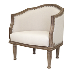 Кресло низкое с мягкой обивкой из льна на 4-х деревянных ножках Emile Armchair beige варинант исполнения - 3 | Loft Concept в Красноярске