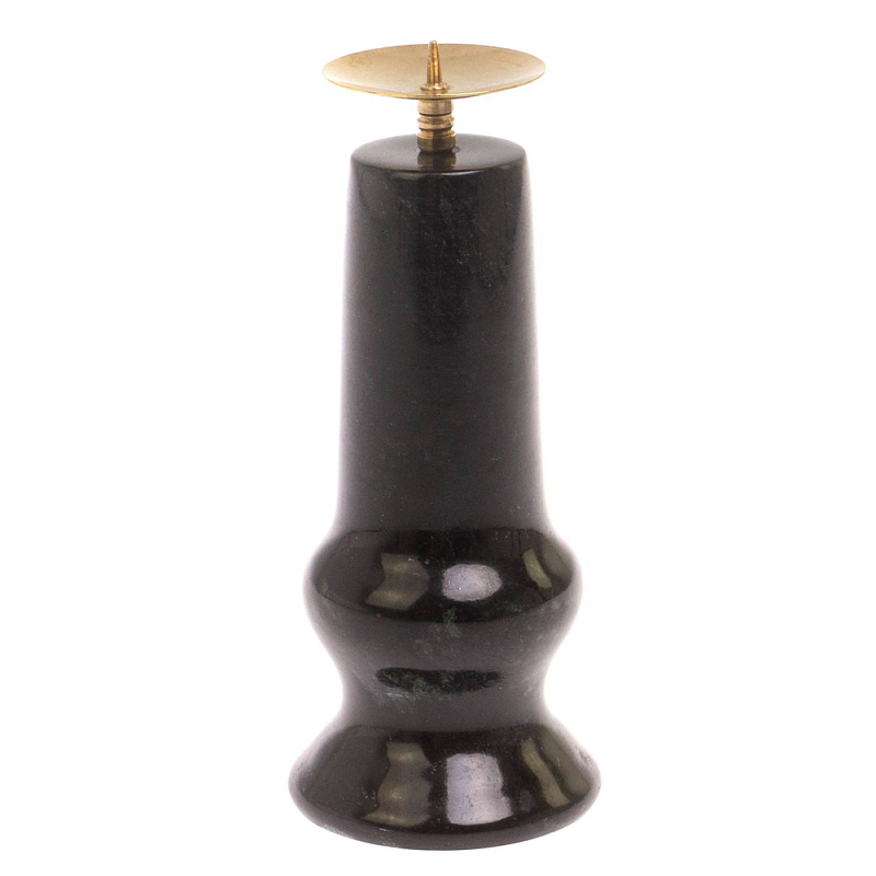 Подсвечник из натурального камня змеевик чёрного цвета Stone Candlestick Черный Золотой Подсвечник из натурального камня змеевик чёрного цвета Stone Candlestick Черный Золотой в Красноярске | Loft Concept