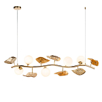 Люстра линейная на золотистом каркасе с белыми стеклянными плафонами Zest of Light варинант исполнения - 1 | Loft Concept в Красноярске