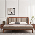 Кровать двуспальная с мягким изголовьем Moon Walnut Bed варинант исполнения - 3 | Loft Concept в Красноярске