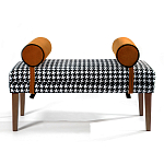 Банкетка Banquette PIED DE POULE Orange с принтом гусиная лапка Оранжевые валики варинант исполнения - 1 | Loft Concept в Красноярске