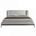 Кровать двуспальная серая с мягким изголовьем из экокожи и ткани Modern Look варинант исполнения - 3 | Loft Concept в Красноярске