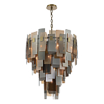 Люстра с многослойными стеклянными панелями янтарного и дымчатого цвета Textured Glass Chandelier варинант исполнения - 3 | Loft Concept в Красноярске