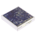 Таблетница карманная квадратная с 4-мя отделениями с зеркалом и накладкой из натурального камня Содалит Silver Stone Pillboxes варинант исполнения - 1 | Loft Concept в Красноярске