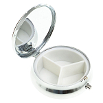 Таблетница карманная круглая с 3-мя отделениями с зеркалом и накладкой из натурального камня Апатит Желтый Silver Stone Pillboxes варинант исполнения - 2 | Loft Concept в Красноярске