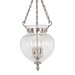Подвесной светильник цвета никель с прозрачным ребристым стеклянным плафоном в классическом стиле Elstead Lighting варинант исполнения - 1 | Loft Concept в Красноярске